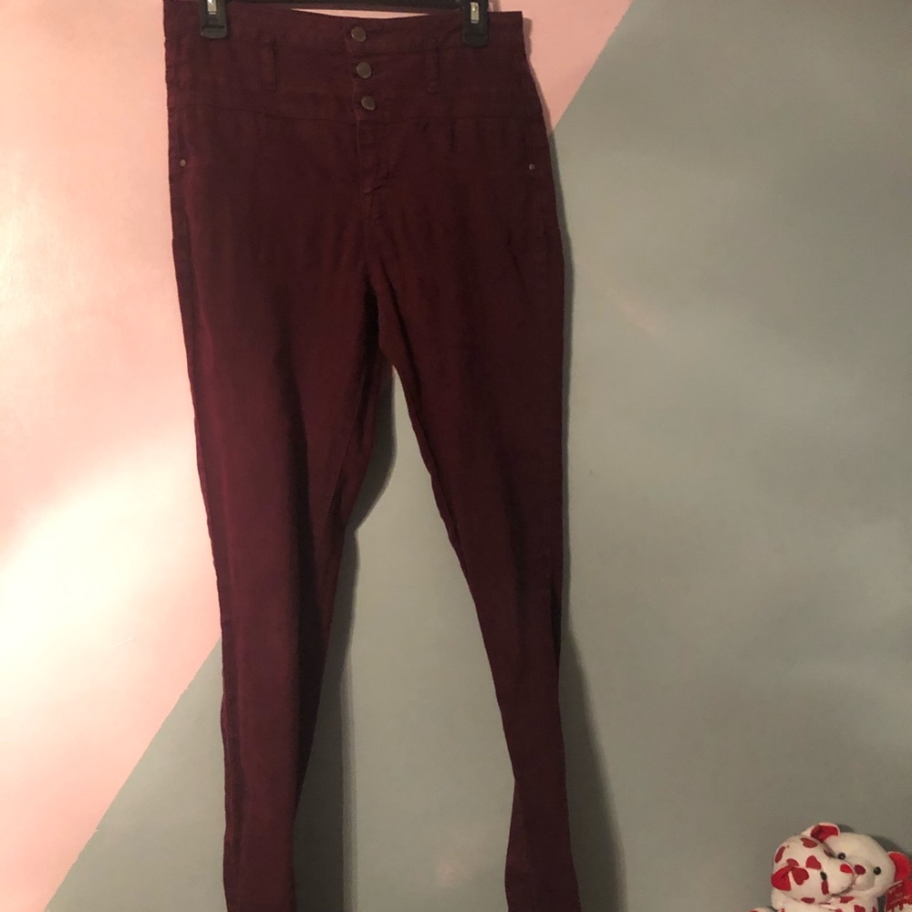 Burgundy high waisted pants